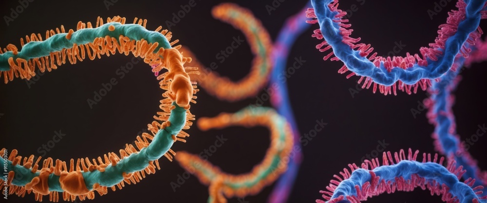 Colorful molecular structures representing biological processes and ...