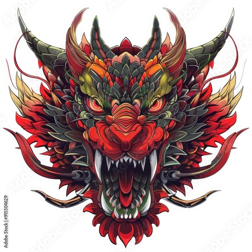 Red Skeleton Dragon Monster Head