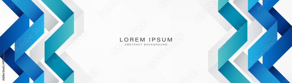 Fototapeta premium Abstract horizontal banner background with blue geometric shapes. Design elements. Modern futuristic graphic. Suit for business, presentation, cover, brochure, corporate, website, flyer