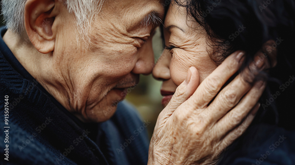 close-up tender photo of asian senior elderly couple exchanging a loving glance, sweet kiss, intimate hug, long-lasting marriage close-up tender photo of asian senior elderly couple exchanging a loving glance, sweet kiss, intimate hug, long-lasting marriage