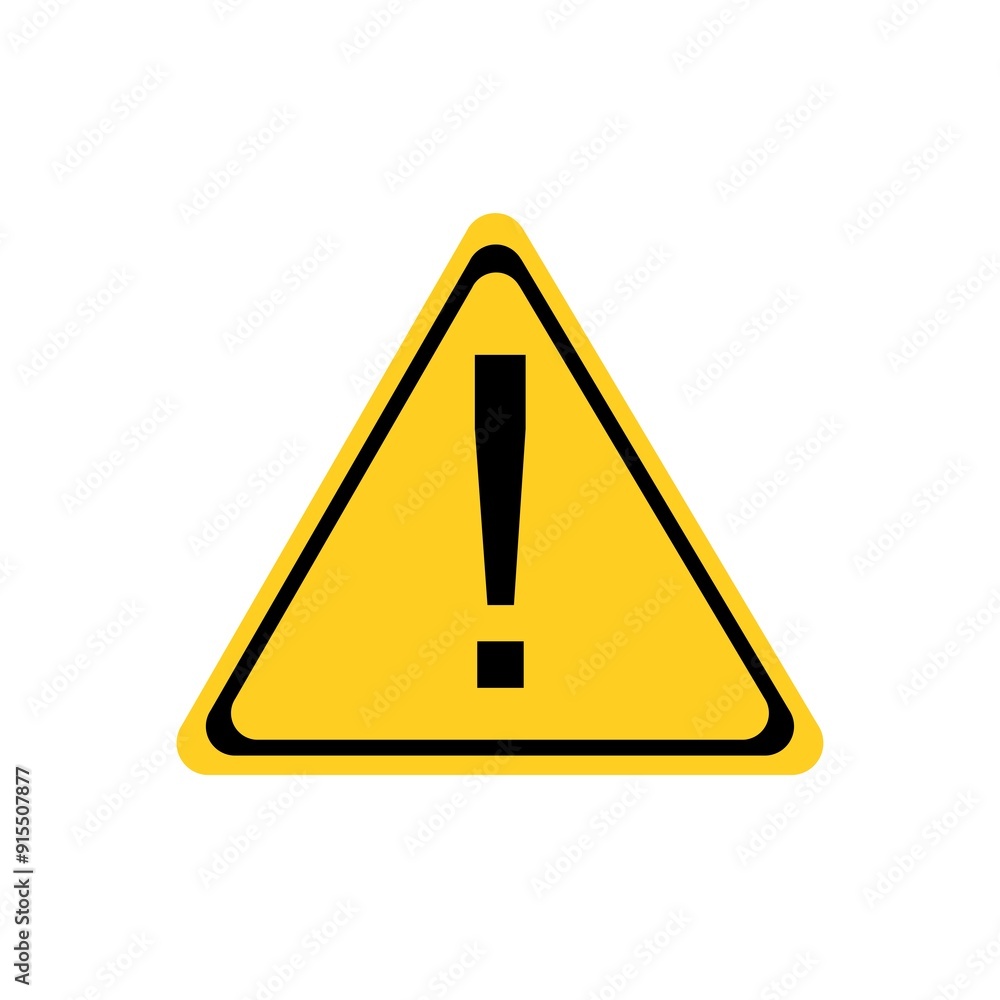 Attention sign icon. Warning icon. Isolated on white background Attention sign icon. Warning icon. Isolated on white background