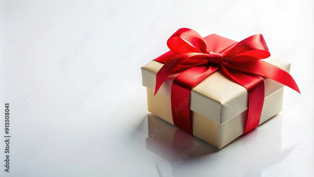 Gift box with red ribbon on white background, gift, box, ribbon, present, surprise, celebration, holiday, wrapped, package Gift box with red ribbon on white background, gift, box, ribbon, present, surprise, celebration, holiday, wrapped, package