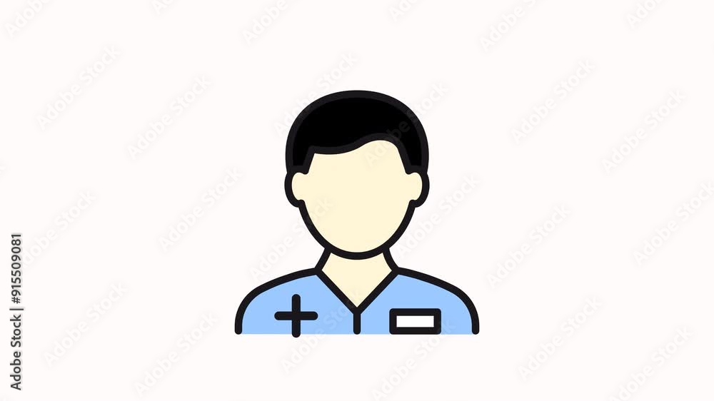 motion icon A male doctor wearing blue scrubs and a name tag.
motion icon A male doctor wearing blue scrubs and a name tag.