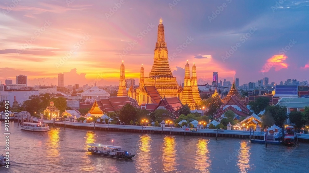 Wat Arun Temple at sunset landmark of Bangkok, Thailand Wat Arun Temple at sunset landmark of Bangkok, Thailand