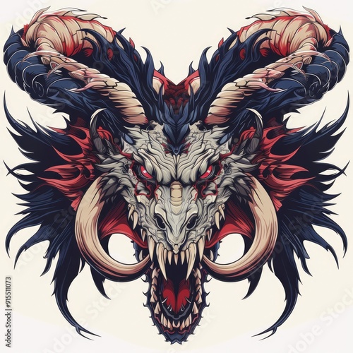 Red Skeleton Dragon Monster Head