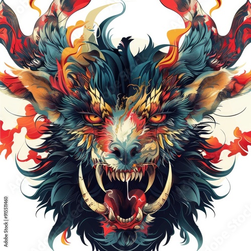 Red Skeleton Dragon Monster Head