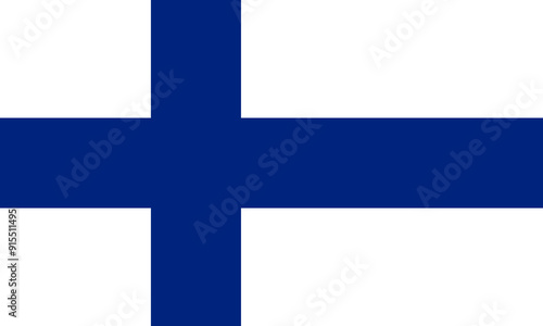 Flag of Finland, white cross on blue, state symbol, vector graphic design