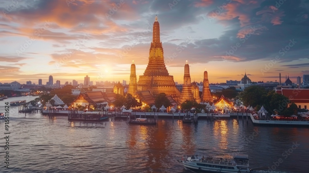 Wat Arun Temple at sunset landmark of Bangkok, Thailand Wat Arun Temple at sunset landmark of Bangkok, Thailand