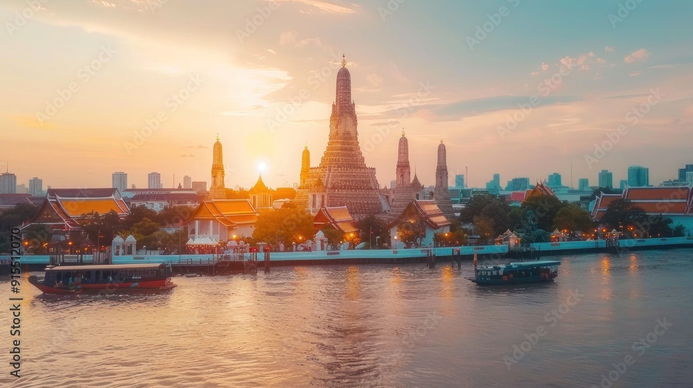 Wat Arun Temple at sunset landmark of Bangkok, Thailand Wat Arun Temple at sunset landmark of Bangkok, Thailand