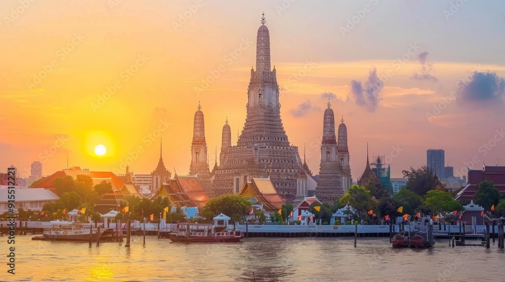 Wat Arun Temple at sunset landmark of Bangkok, Thailand Wat Arun Temple at sunset landmark of Bangkok, Thailand