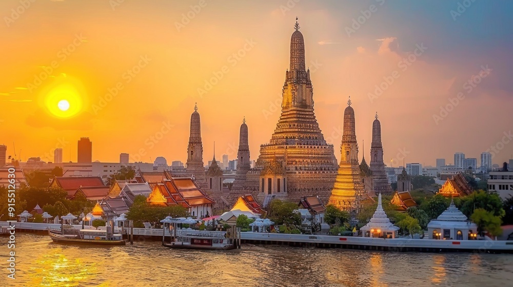 Wat Arun Temple at sunset landmark of Bangkok, Thailand Wat Arun Temple at sunset landmark of Bangkok, Thailand