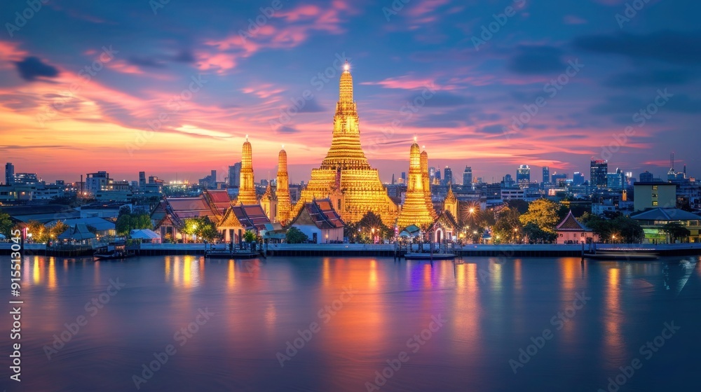 Wat Arun Temple at sunset landmark of Bangkok, Thailand Wat Arun Temple at sunset landmark of Bangkok, Thailand