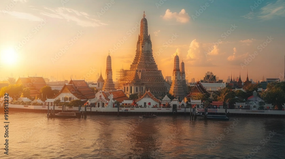 Wat Arun Temple at sunset landmark of Bangkok, Thailand Wat Arun Temple at sunset landmark of Bangkok, Thailand