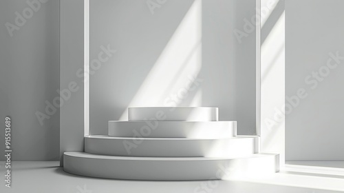 Wallpaper Mural Minimalist White Podium with Sunlight for Product Display Torontodigital.ca