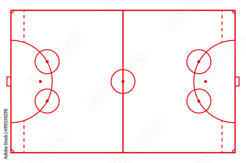 Diagram of a Bandy field layout with marked positions in a symmetrical pattern. Vector illustration photo