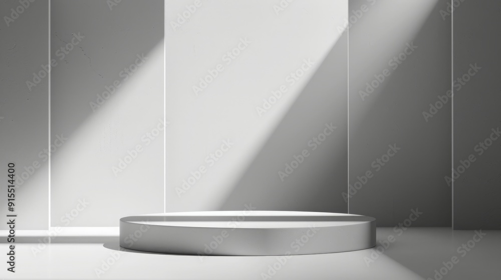 Minimalist White Podium with Light and Shadow Minimalist White Podium with Light and Shadow