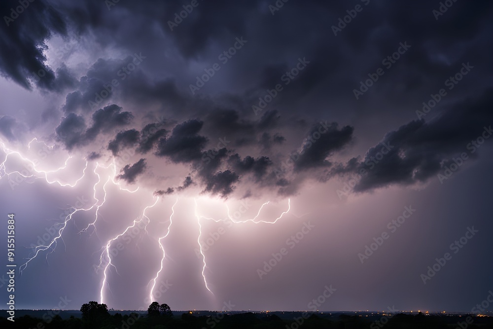 Naklejka premium lightning over the city