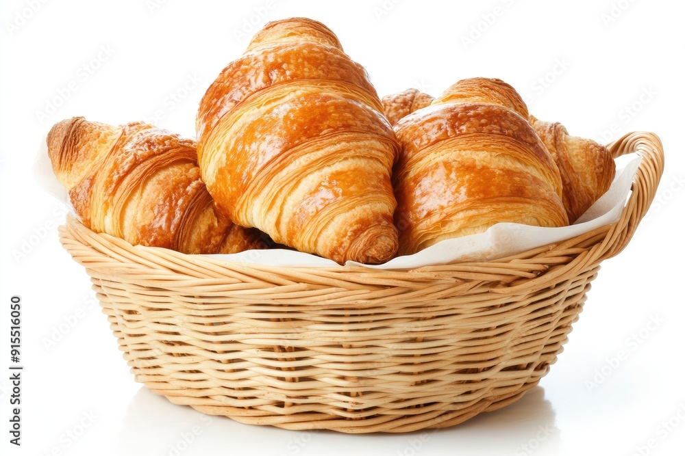Four Croissants in a Wicker Basket Four Croissants in a Wicker Basket
