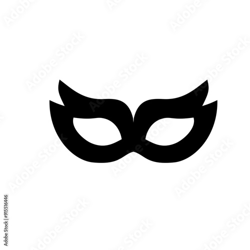 Carnival masks silhouettes. Black fill icons of masquerade mask for party, parade and carnival for Mardi Gras and Halloween. Fantasy ornate face masks symbol elements on transparent background.