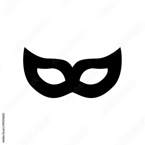 Carnival masks silhouettes. Black fill icons of masquerade mask for party, parade and carnival for Mardi Gras and Halloween. Fantasy ornate face masks symbol elements on transparent background.