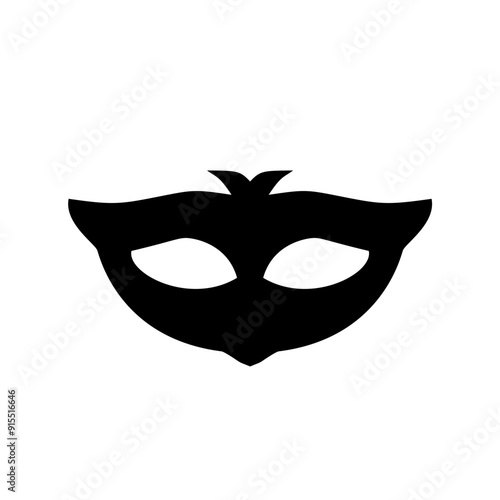 Carnival masks silhouettes. Black fill icons of masquerade mask for party, parade and carnival for Mardi Gras and Halloween. Fantasy ornate face masks symbol elements on transparent background.