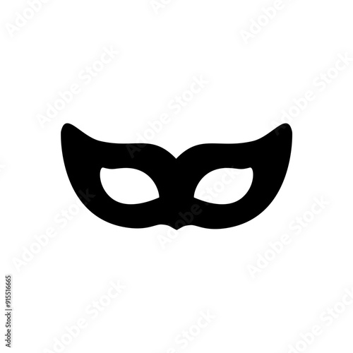 Carnival masks silhouettes. Black fill icons of masquerade mask for party, parade and carnival for Mardi Gras and Halloween. Fantasy ornate face masks symbol elements on transparent background.