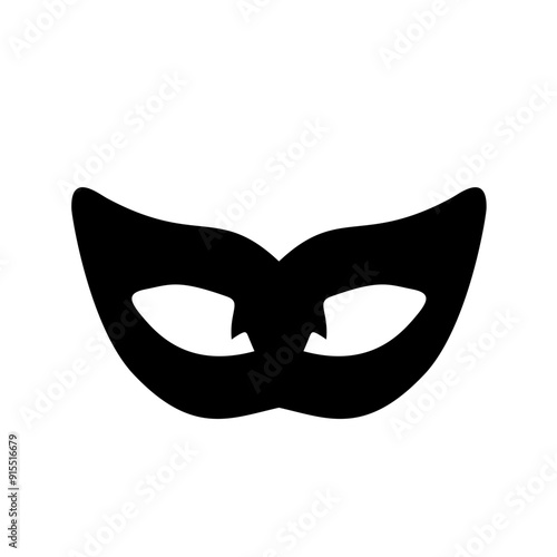 Carnival masks silhouettes. Black fill icons of masquerade mask for party, parade and carnival for Mardi Gras and Halloween. Fantasy ornate face masks symbol elements on transparent background.