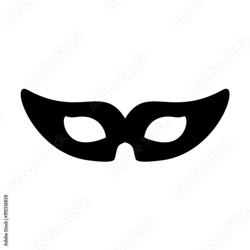 Carnival masks silhouettes. Black fill icons of masquerade mask for party, parade and carnival for Mardi Gras and Halloween. Fantasy ornate face masks symbol elements on transparent background.