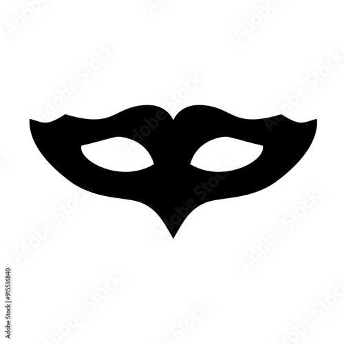 Carnival masks silhouettes. Black fill icons of masquerade mask for party, parade and carnival for Mardi Gras and Halloween. Fantasy ornate face masks symbol elements on transparent background.