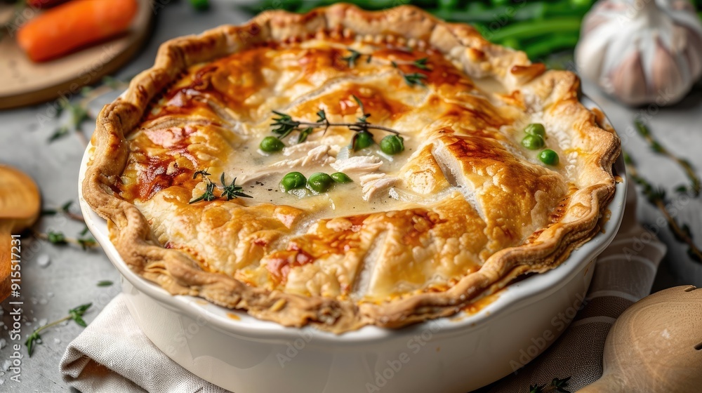 Creamy chicken pot pie with a flaky crust Creamy chicken pot pie with a flaky crust