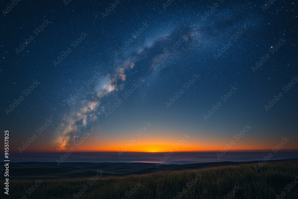 Milky Way and rising sun in the night sky Milky Way and rising sun in the night sky
