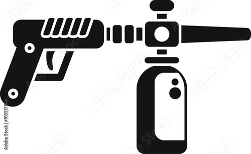 Black glyph icon of a professional detailing gun applying nano ceramic coating for car paint protection