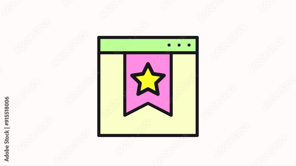 icon motion Web browser window with pink bookmark containing a yellow star.
icon motion Web browser window with pink bookmark containing a yellow star.