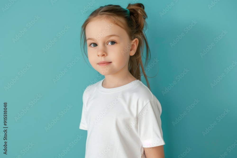 Portrait of a cute female child against green background Portrait of a cute female child against green background