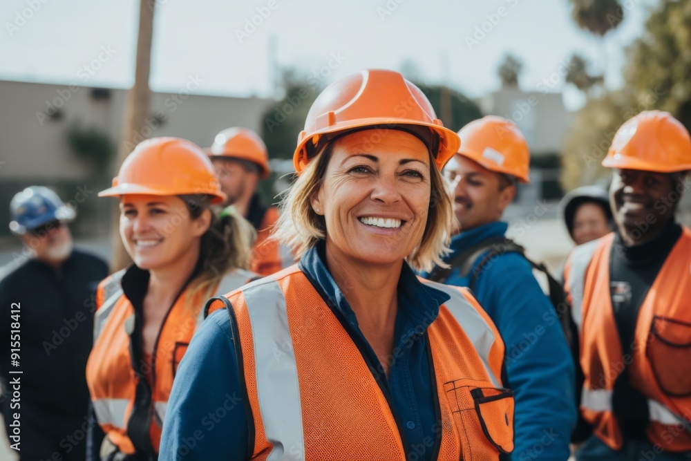 Portrait of a smiling middle aged female construction worker Portrait of a smiling middle aged female construction worker