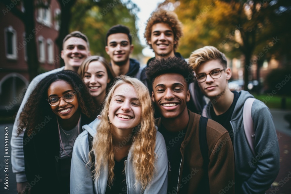 Smiling group of diverse group of students Smiling group of diverse group of students