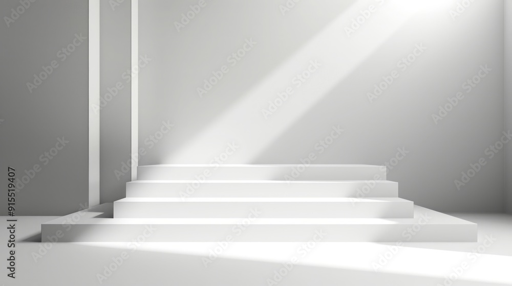 Obraz premium Minimalist White Platform Architecture Interior Design