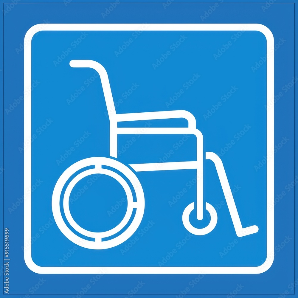 The blue and white wheelchair symbol: a common indicator of accessible areas for people with disabilities The blue and white wheelchair symbol: a common indicator of accessible areas for people with disabilities