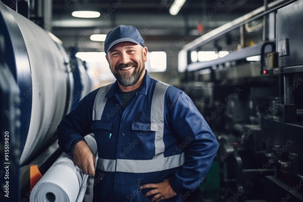 Portrait of a smiling male worker in printing industry Portrait of a smiling male worker in printing industry