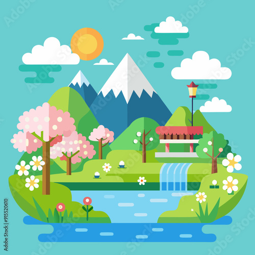 Spring landscape concept vector