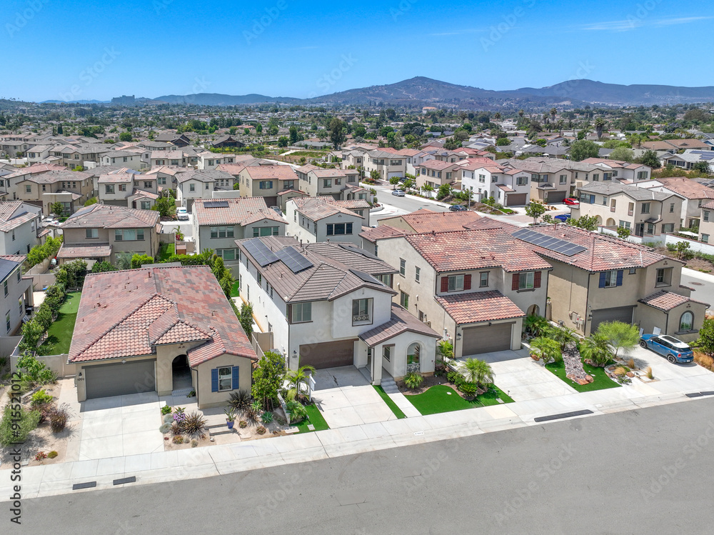 Aerial view of middle class community big houses, Escondido, South California, USA. Aerial view of middle class community big houses, Escondido, South California, USA.
