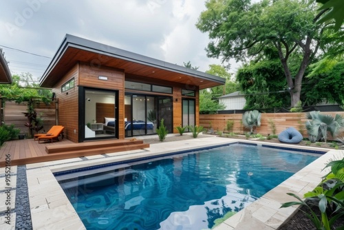 Wallpaper Mural Small modern design home with backyard pool Torontodigital.ca