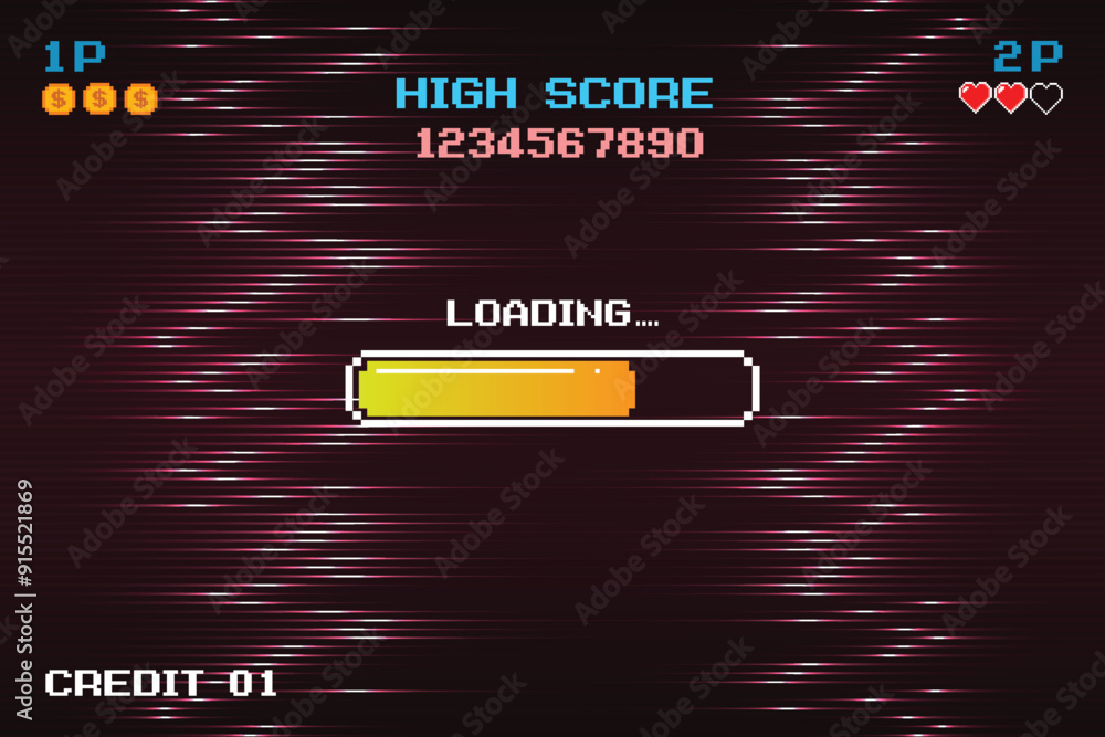 Loading Bar Pixel Vetor de LOADING bar .pixel art .8 bit. retro game. for game assets in ...