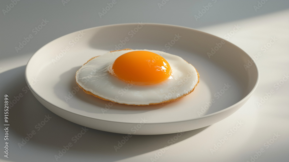 Minimalist style fried egg with a bright yellow yolk Minimalist style fried egg with a bright yellow yolk
