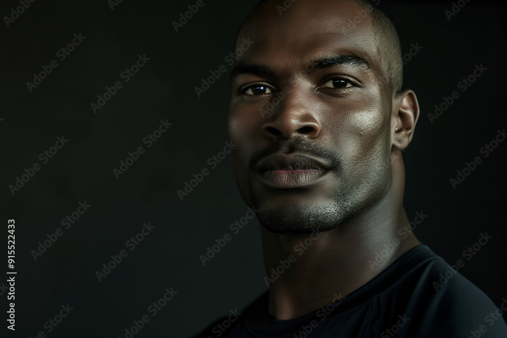 Portrait of a confident male gym trainer in a dark setting Portrait of a confident male gym trainer in a dark setting