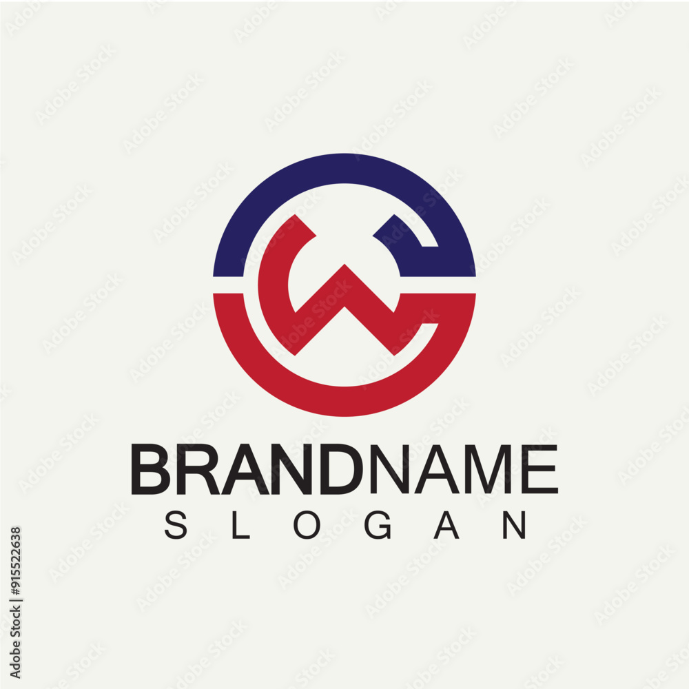 Alphabet Letters CW or WC logo design template Alphabet Letters CW or WC logo design template