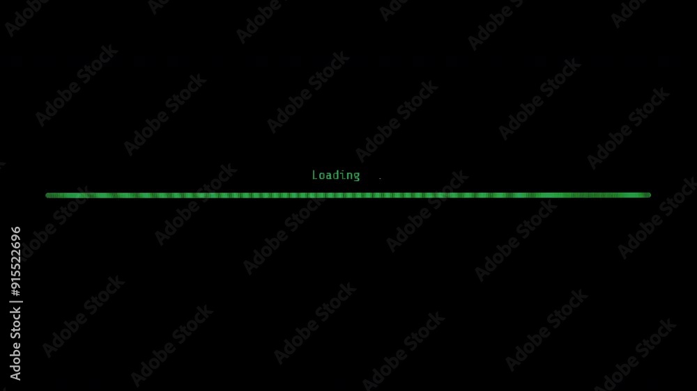 Green Loading Bar on a Black Screen, Progressing Slowly, Indicating a System or Data Loading Process in Progress. Green Loading Bar on a Black Screen, Progressing Slowly, Indicating a System or Data Loading Process in Progress.