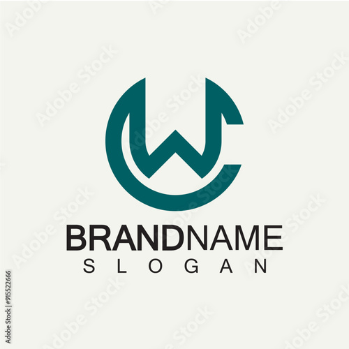 Alphabet Letters CW or WC logo design template