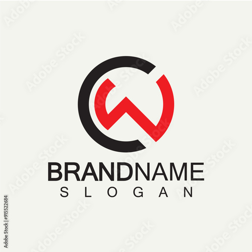 Alphabet Letters CW or WC logo design template