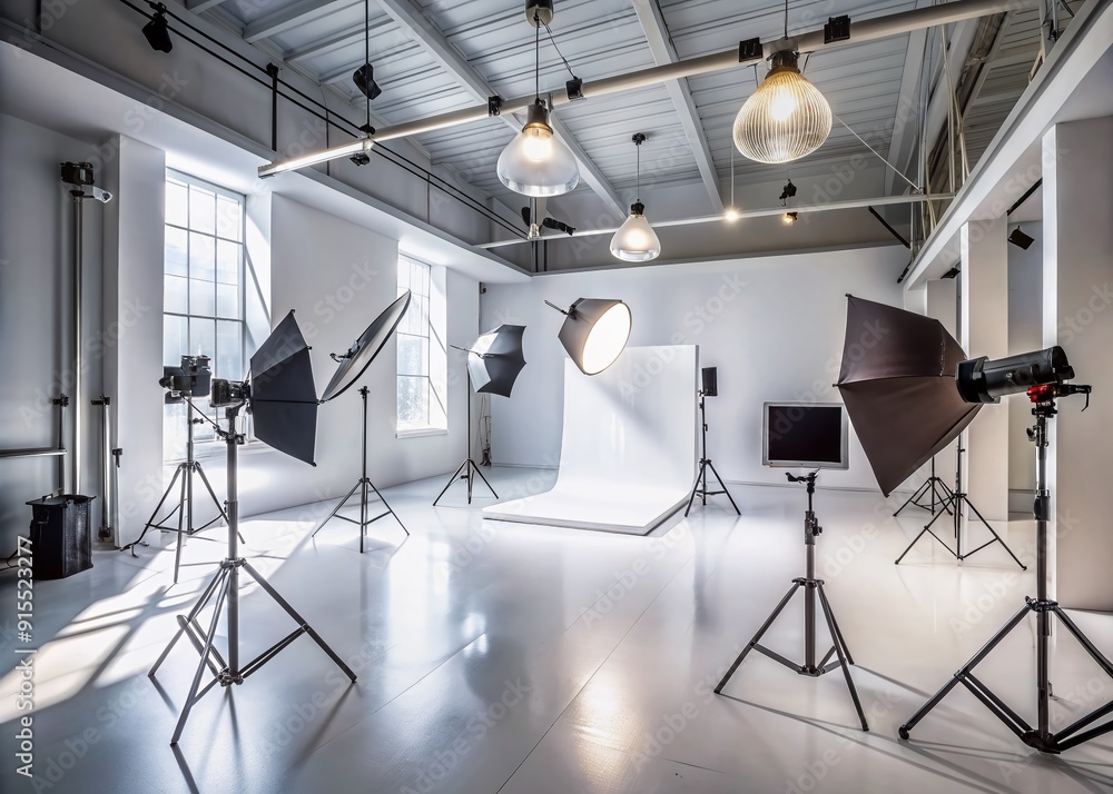 Professional Studio Look Modern professional commercial photo studio with sleek white background ...